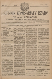 Dziennik Komisarjatu Rządu na M. St. Warszawę.R.4, № 34 (12 lutego 1923) = № 659