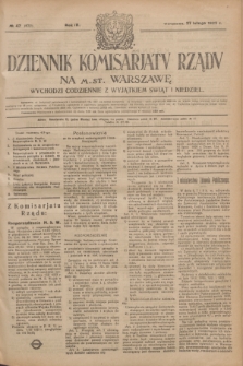 Dziennik Komisarjatu Rządu na M. St. Warszawę.R.4, № 47 (27 lutego 1923) = № 672