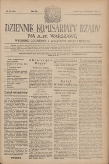 Dziennik Komisarjatu Rządu na M. St. Warszawę.R.4, № 75 (4 kwietnia 1923) = № 700