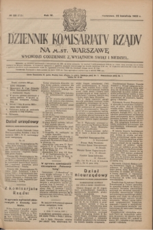 Dziennik Komisarjatu Rządu na M. St. Warszawę.R.4, № 88 (20 kwietnia 1923) = № 713