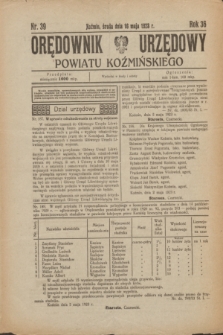 Orędownik Urzędowy Powiatu Koźmińskiego. R.36, nr 39 (16 maja 1923)