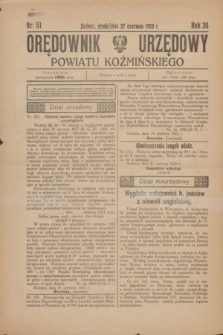 Orędownik Urzędowy Powiatu Koźmińskiego. R.36, nr 51 (27 czerwca 1923)