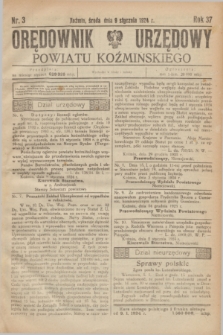 Orędownik Urzędowy Powiatu Koźmińskiego. R.37, nr 3 (9 stycznia1924)