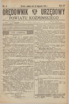 Orędownik Urzędowy Powiatu Koźmińskiego. R.37, nr 4 (12 stycznia 1924)