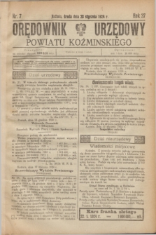 Orędownik Urzędowy Powiatu Koźmińskiego. R.37, nr 7 (23 stycznia 1924)