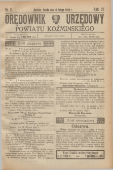 Orędownik Urzędowy Powiatu Koźmińskiego. R.37, nr 11 (6 lutego 1924)