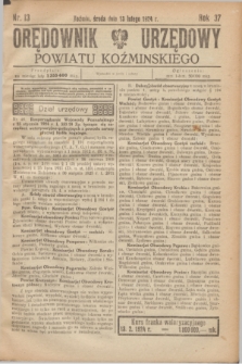 Orędownik Urzędowy Powiatu Koźmińskiego. R.37, nr 13 (13 lutego 1924)