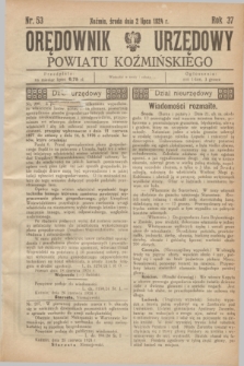 Orędownik Urzędowy Powiatu Koźmińskiego. R.37, nr 53 (2 lipca 1924)