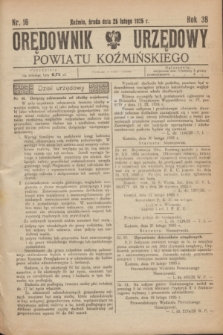 Orędownik Urzędowy Powiatu Koźmińskiego. R.38, nr 16 (25 lutego 1925)