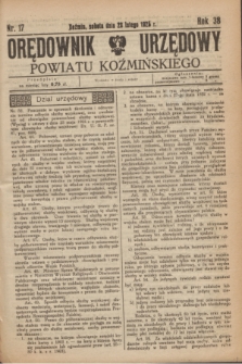 Orędownik Urzędowy Powiatu Koźmińskiego. R.38, nr 17 (23 lutego 1925)