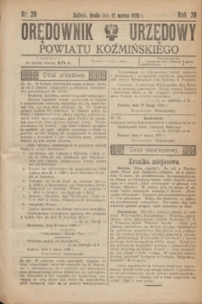 Orędownik Urzędowy Powiatu Koźmińskiego. R.38, nr 20 (11 marca 1925)
