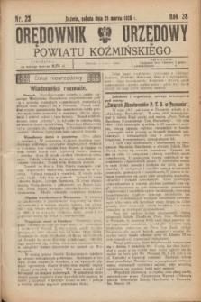 Orędownik Urzędowy Powiatu Koźmińskiego. R.38, nr 23 (21 marca 1925)