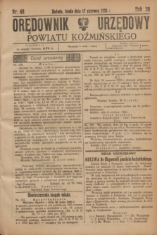 Orędownik Urzędowy Powiatu Koźmińskiego. R.38, nr 48 (17 czerwca 1925)