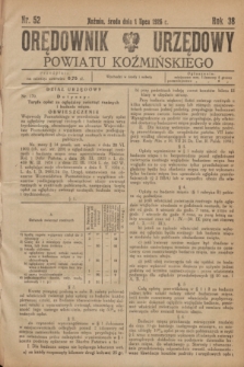 Orędownik Urzędowy Powiatu Koźmińskiego. R.38, nr 52 (1 lipca 1925)