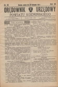 Orędownik Urzędowy Powiatu Koźmińskiego. R.38, nr 95 (28 listopada 1925)