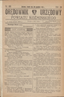 Orędownik Urzędowy Powiatu Koźmińskiego. R.38, nr 103 (30 grudnia 1925)