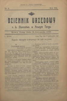 Dziennik Urzędowy c.k. Starostwa w Nowym Targu : dodatek do „Gazety Podhalańskiej”.[R.1], nr 4 (5 listopada 1916)