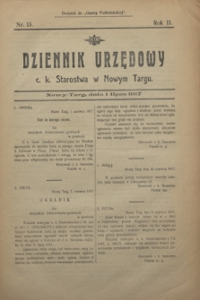 Dziennik Urzędowy c.k. Starostwa w Nowym Targu : dodatek do „Gazety Podhalańskiej”.R.2, nr 13 (1 lipca 1917)