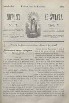 Nowiny ze Świata.R.5, nr 7 (1 kwietnia 1867)