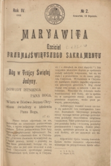 Maryawita : Czciciel Przenajświętszego Sakramentu. R.4, № 2 (13 stycznia 1910)