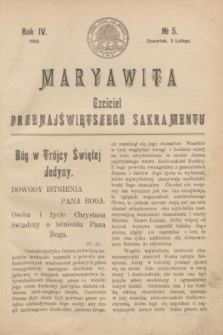 Maryawita : Czciciel Przenajświętszego Sakramentu. R.4, № 5 (3 lutego 1910)