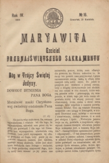 Maryawita : Czciciel Przenajświętszego Sakramentu. R.4, № 16 (21 kwietnia 1910)