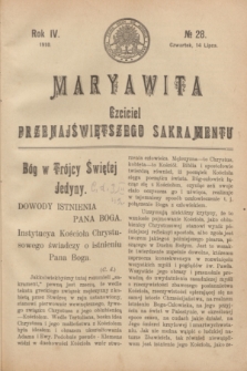 Maryawita : Czciciel Przenajświętszego Sakramentu. R.4, № 28 (14 lipca 1910)