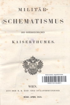 Militär-Schematismus des Österreichischen Kaiserthumes. 1858