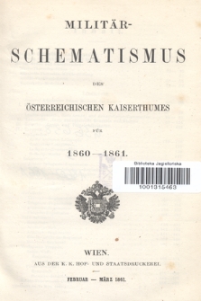Militär-Schematismus des Österreichischen Kaiserthumes für 1860-1861
