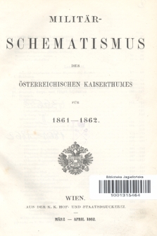 Militär-Schematismus des Österreichischen Kaiserthumes für 1861-1862