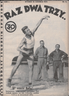 Raz, Dwa, Trzy : ilustrowany tygodnik sportowy. 1931, nr 9