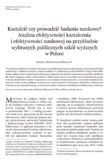 Teaching or research? An analysis of teaching and research efficiency in Polish public universities