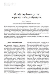 Psychometric models in diagnostic measurement
