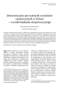 Determinants for private household spending on education of children in Poland – exploratory results