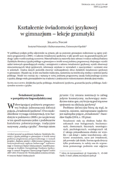 Shaping linguistic awareness in middle school – command of Polish grammar