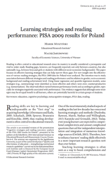 Learning strategies and reading performance: PISA 2009 results for Poland