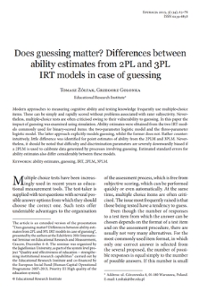 Does guessing matter? Differences between ability estimates from 2PL and 3PL IRT models in case of guessing