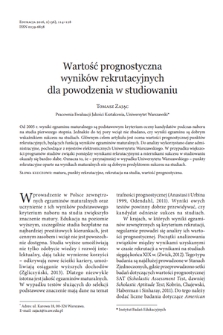 Predictive validity of admission points from results of the Matura exam. The University of Warsaw example