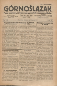 Górnoślązak : pismo codzienne, poświęcone sprawom ludu polskiego na Śląsku.R.26, nr 271 (25 listopada 1927) + dod.