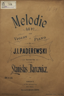 Melodie : pour violon et piano : op. 16 no 2