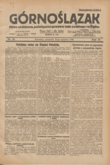 Górnoślązak : pismo codzienne, poświęcone sprawom ludu polskiego na Śląsku.R.27, nr 21 (26 stycznia 1928) + dod.