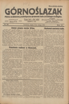 Górnoślązak : pismo codzienne, poświęcone sprawom ludu polskiego na Śląsku.R.27, nr 39 (17 lutego 1928) + dod.