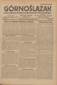 Górnoślązak : pismo codzienne, poświęcone sprawom ludu polskiego na Śląsku.R.27, nr 46 (25 lutego 1928) + dod.