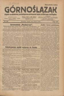 Górnoślązak : pismo codzienne, poświęcone sprawom ludu polskiego na Śląsku.R.27, nr 61 (14 marca 1928) + dod.