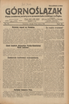 Górnoślązak : pismo codzienne, poświęcone sprawom ludu polskiego na Śląsku.R.27, nr 72 (27 marca 1928) + dod.