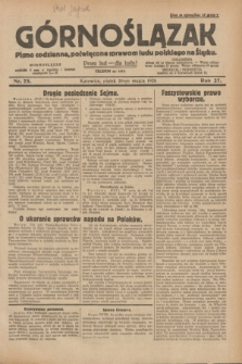 Górnoślązak : pismo codzienne, poświęcone sprawom ludu polskiego na Śląsku.R.27, nr 75 (30 marca 1928) + dod.