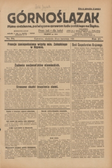 Górnoślązak : pismo codzienne, poświęcone sprawom ludu polskiego na Śląsku.R.27, nr 94 (22 kwietnia 1928) + dod.