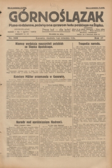 Górnoślązak : pismo codzienne, poświęcone sprawom ludu polskiego na Śląsku.R.27, nr 209 (9 września 1928) + dod.