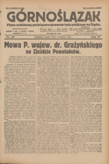 Górnoślązak : pismo codzienne, poświęcone sprawom ludu polskiego na Śląsku.R.27, nr 217 (19 września 1928) + dod.