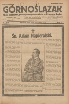 Górnoślązak : pismo codzienne, poświęcone sprawom ludu polskiego na Śląsku.R.27, nr 249 (26 października 1928) + dod.